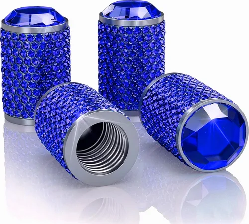Miniatura 15 de 4 piezas de tapas de vástago de válvula de neumático de coche, tapa de aire de neumático brillante para coche, cubiertas de vástago universales