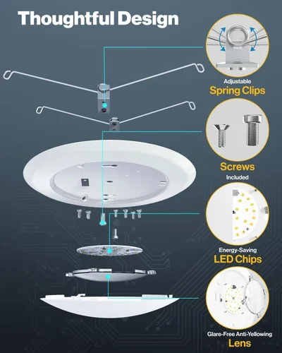 Miniatura 7 de Sunco - Paquete de 96 luces LED de disco de techo de 6 pulgadas, luz de disco empotrada, iluminación de lata empotrada, 1050 LM, 15 W