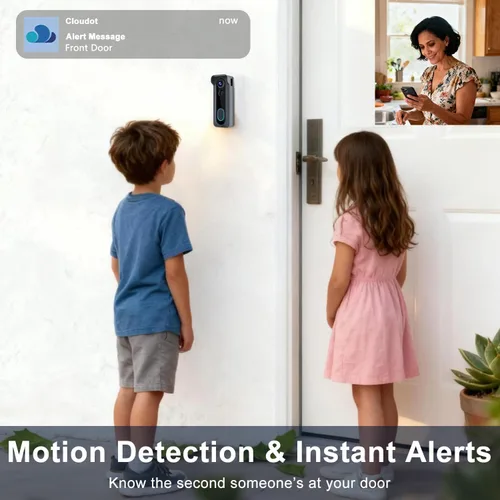 Miniatura 4 de Timbre de puerta con cámara inalámbrica con timbre - Vídeo HD 2K AI con detección de movimiento, audio de dos vías, visión nocturna, almacenamiento
