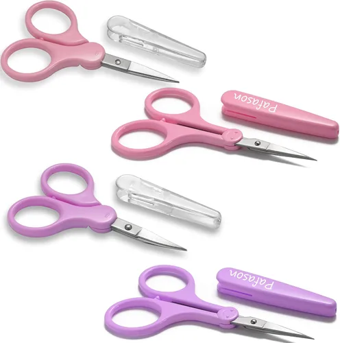 PAFASON Sharp Point - Juego de tijeras para manualidades de 4 piezas, rectas y curvas, para álbumes de recortes, acolchado, costura DIY, punto,