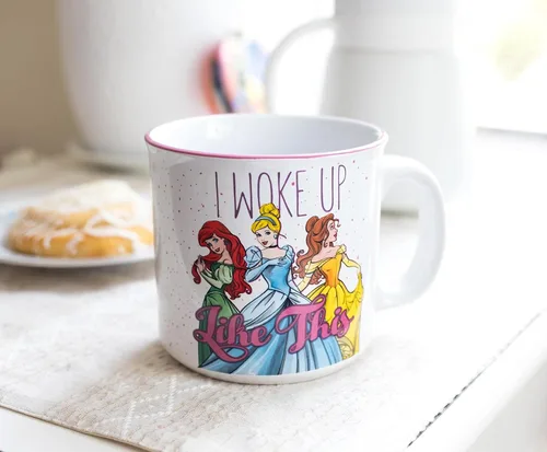 Miniatura 7 de Silver Buffalo Disney Princess I Woke Up Like This - Taza de cerámica con Ariel, Cenicienta y Belle, 20 onzas