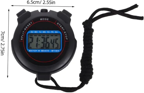 Miniatura 2 de Cronómetro deportivo digital con alarma de fecha, temporizador de alta precisión para natación, correr, yoga, cronómetro negro para entrenadores