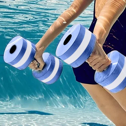 Miniatura 2 de Juego de 2 mancuernas aeróbicas de agua para piscina, para ejercicio, mancuernas de espuma EVA de alta densidad, para terapia acuática, fitness
