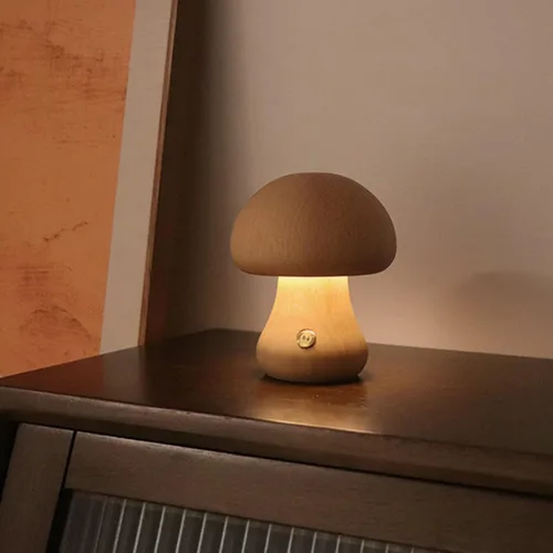 Miniatura 2 de Lámpara de madera USB con forma de hongo, luz nocturna multicolor, iluminación ambiental, luces de noche, lámparas de mesa para dormitorio, sala