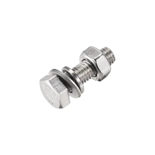 Miniatura 5 de uxcell Tornillos de cabeza hexagonal M6 x 0.787 in, tuercas, kits de arandelas planas y de bloqueo, pernos hexagonales de rosca completa de acero