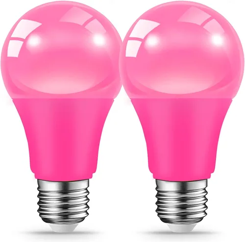 JAHEKS Bombillas LED rosas para interiores y exteriores, 9 W (equivalente a 60 W), base E26, bombilla rosa para Navidad, Halloween, boda, fiesta,