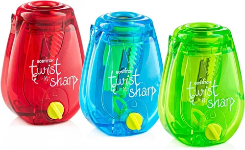 Miniatura 13 de Bostitch Office Twist-n-Sharp Sacapuntas de Lápices, para Niños y Lápices de Colores, Colores Surtidos (PS1-BLUE-2PK)