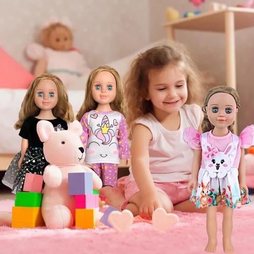 Miniatura 9 de MSYO 10 piezas de ropa de muñeca, ropa de muñeca de 18 pulgadas, ropa de muñeca de bebé, para muñecas de 16 a 18 pulgadas, vestidos florales