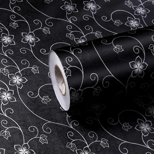 Miniatura 7 de TAOGIFT Papel adhesivo de vinilo para despegar y pegar, papel de contacto de rama negra, papel tapiz decorativo extraíble para gabinetes