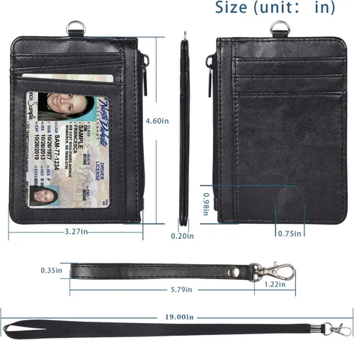 Miniatura 6 de Teskyer - Cartera minimalista delgada, soporte para tarjetas de crédito con bloqueo RFID, compartimento frontal de piel para documentos
