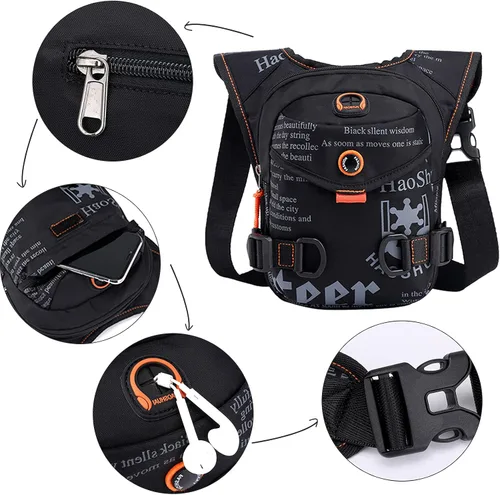 Miniatura 5 de GFun Riñonera de cintura impermeable para mensajero, bolsa táctica militar, muslo, cadera, para exteriores, con agujero para auriculares, viajes