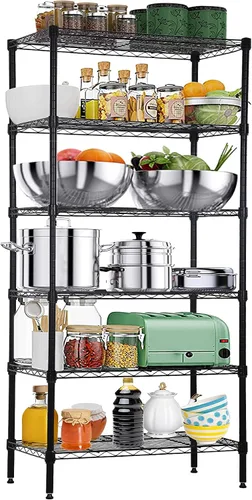 Miniatura 23 de Estantería de alambre de metal de 5 niveles para aperitivos, estante de almacenamiento ajustable en altura con certificación NSF, estantes de Cromo