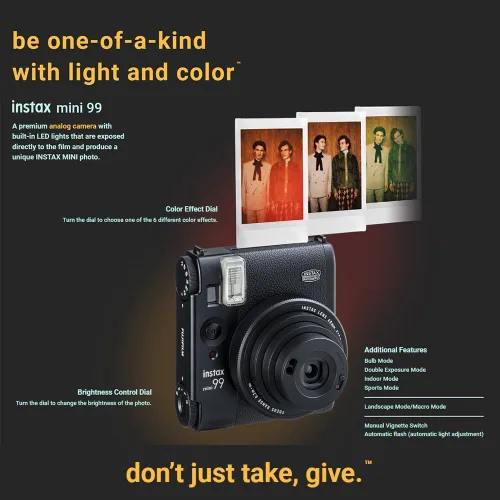 Miniatura 6 de Fujifilm Cámara instantánea Instax Mini 99 con estuche de transporte + paquete de película Fuji Instax (20 hojas), paquete de accesorios (negro)