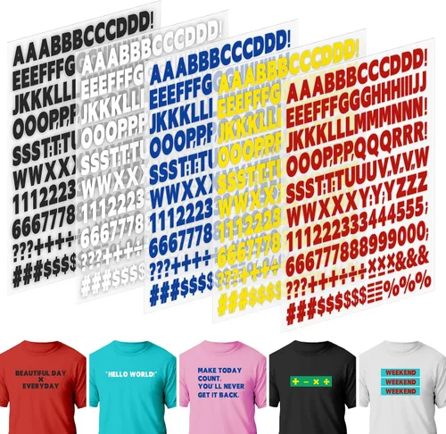 Miniatura 9 de 10 hojas 1660 piezas letras y números termoadhesivos para ropa, letras de vinilo termoadhesivas blancas de 1 pulgada con letras de transferencia