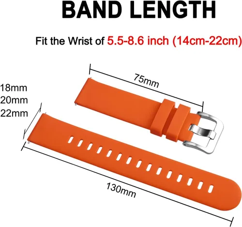 Miniatura 95 de BISONSTRAP Correas de reloj de silicona, correas de reloj delgadas con liberación rápida, 0.787 in, negro con hebilla negra