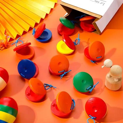 Miniatura 4 de Boao 24 castañuelas instrumento musical de madera mano dedo aplaudir tablero educativa de percusión DIY instrumentos musicales castañuelas de ritmo