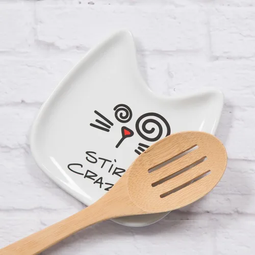 Miniatura 2 de Pavilion Gift Company Blobby Cat, soporte para cucharas para gatos "Stir Crazy", 5 pulgadas, color blanco