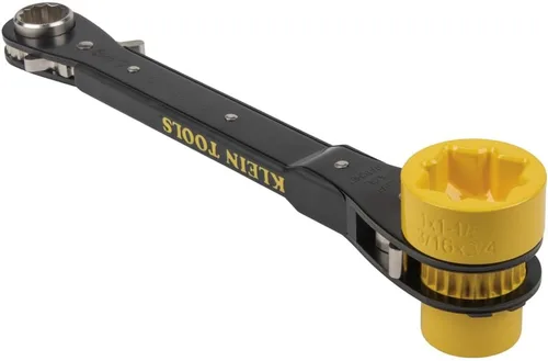 Miniatura 7 de KLEIN TOOLS KT155HD Llave de trinquete 6 en 1 de Lineman's de alta resistencia con diseño de perno y enchufe amarillo brillante