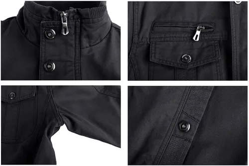 Miniatura 5 de CRYSULLY - Chaqueta de invierno de forro polar para hombre, estilo informal, con varios bolsillos, abrigo de campo