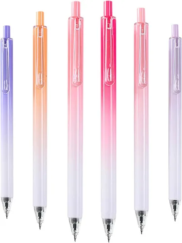HeTaoCat Bolígrafos de gel retráctiles, punta fina de 0.020 in, secado rápido, dibujo de escritura, bolígrafos de gel de tinta negra, caja de 6