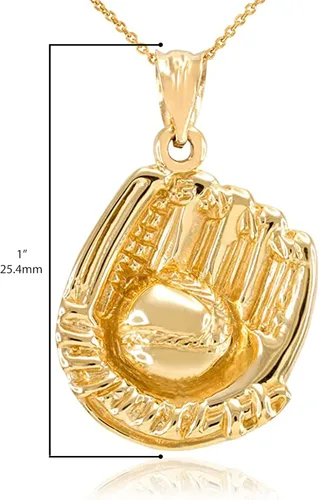 Miniatura 4 de Colgante de oro amarillo de 10 quilates con guante de béisbol o sóftbol y bola