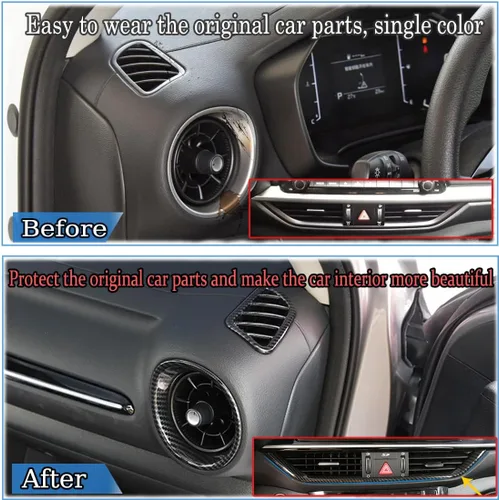 Miniatura 4 de MUXEE para Kia Forte 2019-2024 5PCS ABS Fibra de Carbono Centro Control Aire Acondicionado Marco Salpicadero Superior Salida de Viento Cubierta