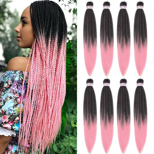 Miniatura 13 de BEFUNNY Cabello para Trenzar, Cabello para Trenzar Pre-Estirado, 24 Pulgadas 8 Paquetes Cabello Preestirado Ombré para Trenzas de Caja de Crochet