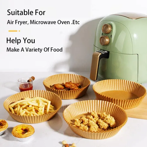 Miniatura 5 de Forros de papel para freidora de aire, 100 piezas de papel pergamino para microondas, forro desechable antiadherente para freír, hornear, cocinar