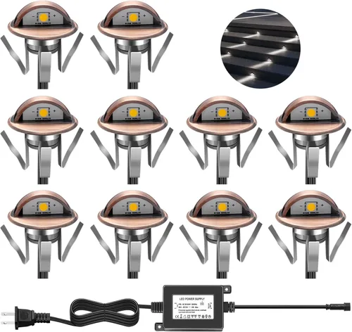 Miniatura 7 de Kit de luces LED para exteriores, Φ1.38 pulgadas, blanco cálido, paquete de 10 unidades, bronce, bajo voltaje, 12 V CC, IP65, impermeable