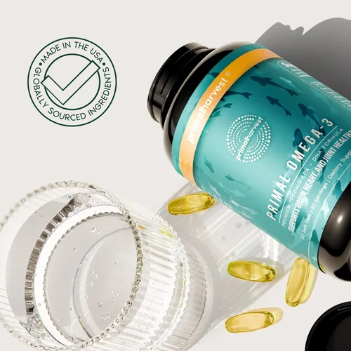 Miniatura 7 de Primal Harvest Suplementos de aceite de pescado Omega 3, 30 porciones de cápsulas de gel blando con 1000 mg de suplementos de EPA + DHA, sin eructos