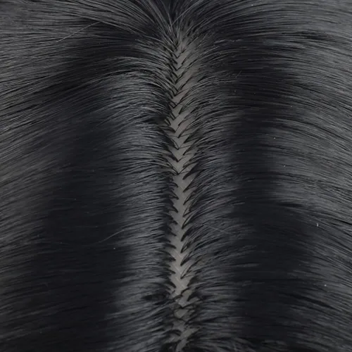 Miniatura 8 de Pelucas de cabello negro corto y lacio negro para mujer, peluca de cosplay con parte lateral, resistente al calor, pelucas sintéticas de aspecto