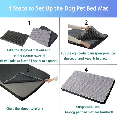 Miniatura 7 de Cama para perro, camas ortopédicas impermeables para perros grandes, medianos y pequeños, almohadilla para jaula de perro con funda extraíble Gris