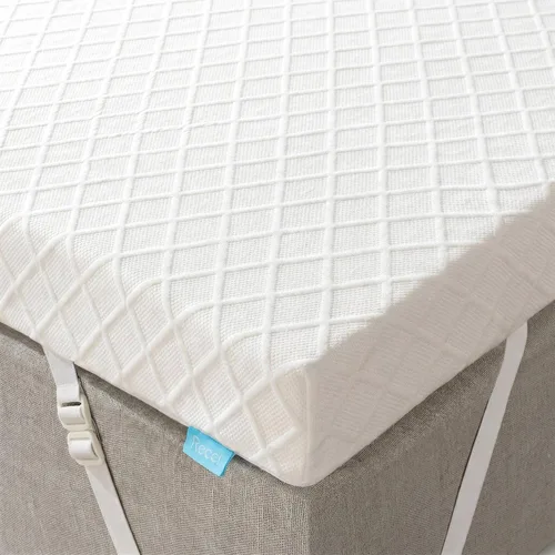 RECCI Cubre colchón de espuma viscoelástica de 3 pulgadas, tamaño Queen, alivio de la presión para el dolor de espalda, colchón de espuma con funda