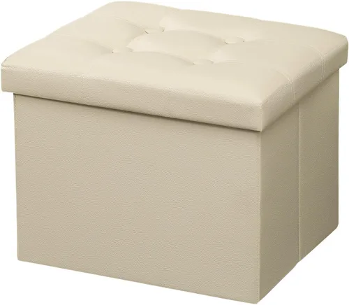 Miniatura 25 de AmasSmile Otomana de Almacenamiento Plegable Reposapiés, Banco Reposapiés de Cuero, Otomana Corta, Almacén de Reposapiés, Libros