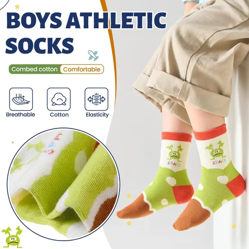 Miniatura 4 de Eocom Calcetines para bebés y niños pequeños, divertidos calcetines de algodón transpirable para regalo, 10 pares