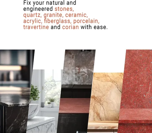Miniatura 3 de Kit de reparación UBA Tuba y piedra negra - Color rojo, negro y transparente - Ideal para reparación de granito, cuarzo, cerámica, azulejos