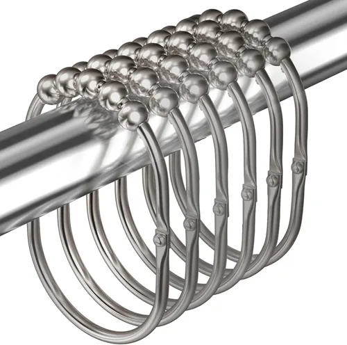 Miniatura 10 de MENGJINGO 12 anillos anchos para cortina de ducha, acero inoxidable a prueba de óxido, anillos de ganchos de ducha resistentes para barras de ducha