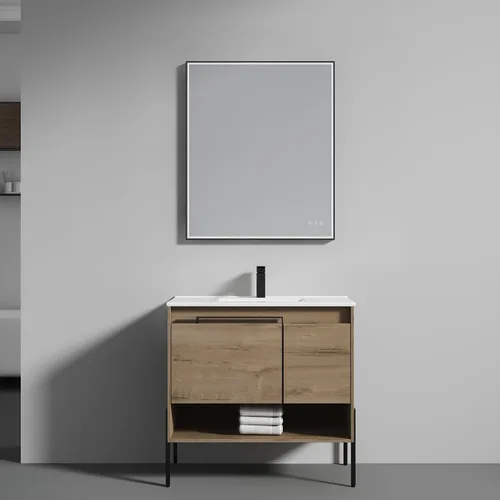 Miniatura 16 de Blossom Turin - Mueble de baño de roble Classik de 24 pulgadas con fregadero acrílico, gabinete independiente minimalista de madera, diseño moderno