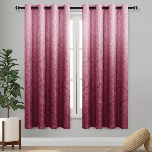 Miniatura 82 de DWCN - Cortinas blackout para dormitorio, diseño de damasco con aislamiento térmico y ojales, para sala de estar, juego de 2 paneles de cortina Gris