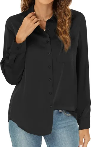 Miniatura 6 de RANPHEE Camisas de primavera de manga larga con botones para mujer, blusas elegantes y casuales de trabajo