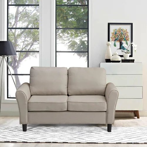 Miniatura 2 de INSTORY Sofá biplaza de lino moderno sofá cómodo para sala de estar, oficina, dormitorio, color beige