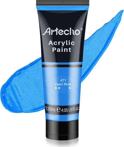 Miniatura 49 de Artecho - Pintura acrílica blanco titanio (120 ml / 4.05 oz), tubos de pintura para manualidades artísticas sobre lienzo, piedra, roca, madera