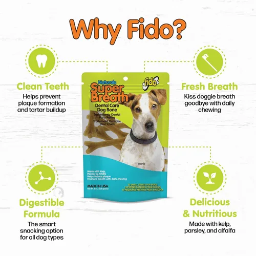 Miniatura 3 de Fido Super Breath - Huesos para el cuidado dental para perros, 13 unidades de golosinas dentales para perros pequeños (hechos en Estados Unidos)