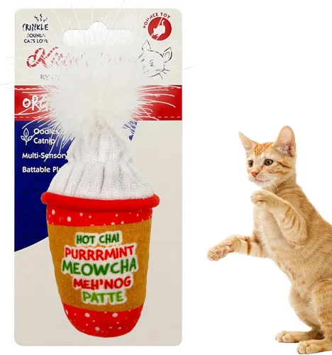 Miniatura 9 de Huxley & Kent Juguete de peluche para gatos, juguete interactivo de hierba gatera para gatos y gatitos, suave con arrugas y hierba gatera, divertido
