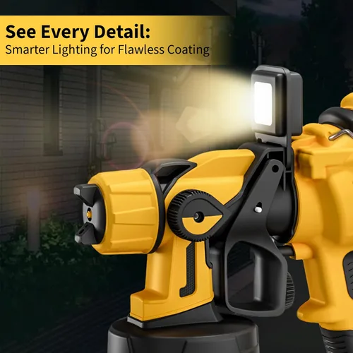 Miniatura 2 de Pulverizador de pintura con luz LED, pistola de pintura de 1000 W con juntas de limpieza y soplado, pistola de pintura en aerosol de 47.3 fl oz