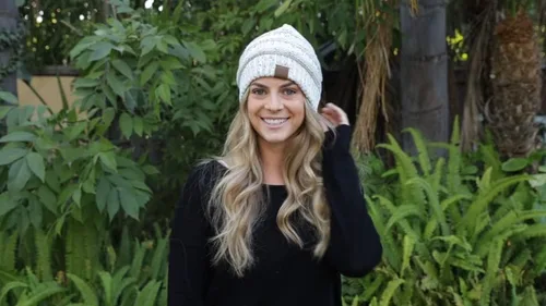 Miniatura 7 de Funky Junque Gorros de mujer con confeti de punto trenzado de ganchillo Skullies Tobogan grueso suave cálido invierno sombrero de moda