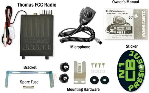 Miniatura 7 de President Kit de radio resistente (HD) con Thomas FCC de 40 canales, radio CB AM/FM de 12/24 voltios y antena de montaje con imán Virginia F