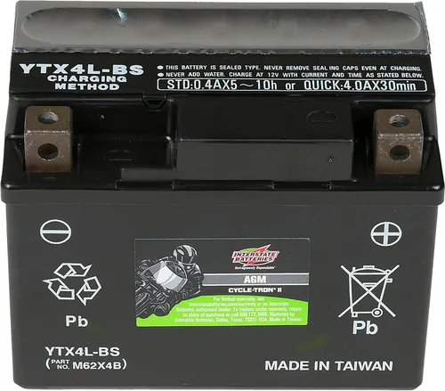 Miniatura 12 de Interstate Batteries YTX14-BS - Batería de 12 V y 12 Ah para deportes motorizados, 200CCA AGM, repuesto recargable para motocicletas, cuatrimotos