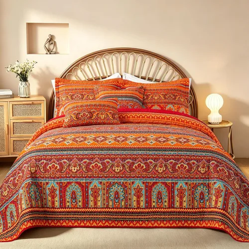 Miniatura 26 de TWINRUN Edredones de algodón tamaño Queen, colcha ligera tamaño Queen para cama, juego de edredón reversible suave a cuadros florales tamaño Queen G