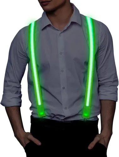 Ainiv Corbatas iluminadas, corbatines y tirantes LED, suministros de fiesta que brillan en la oscuridad, ajustables para mujeres y hombres